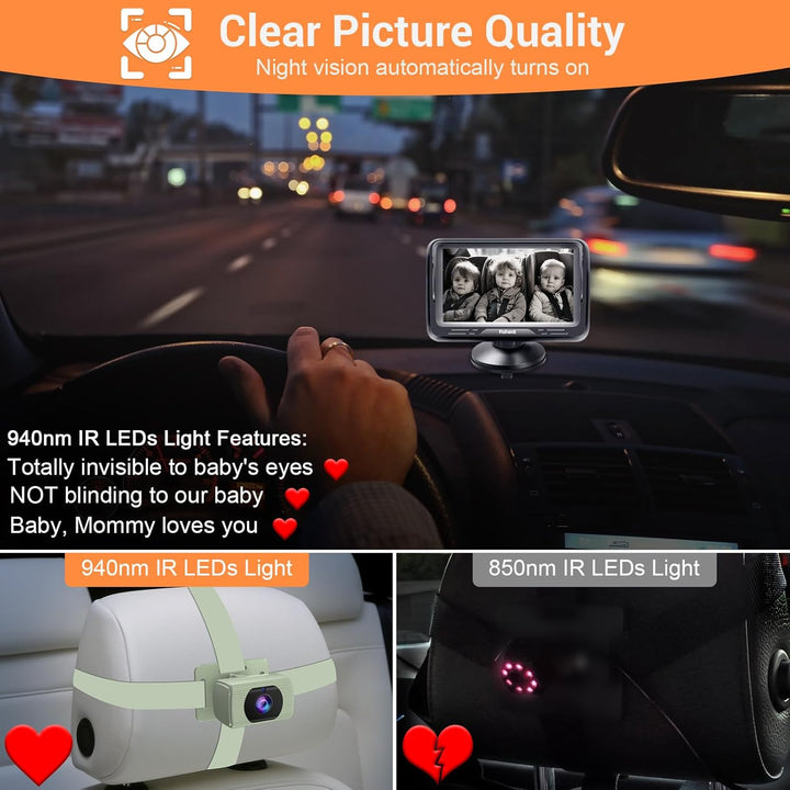 Rohent Cámara para Asiento de Coche con Enfoque Trasero para Bebé -...