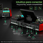 TENLAMP Paquete de mezclador de audio G10 Creator con micrófonos duales