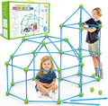SpringFlower - Kit de construcción de fortalezas para niños, juguetes de construcción STEM, regalo educativo para niños de 3 a 12 años, juego creativo para interiores y exteriores, 140 piezas, verde