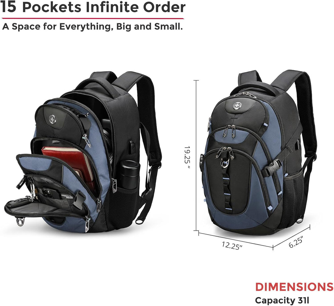 swissdigital Mochila para portátil de viaje de negocios, para hombr...