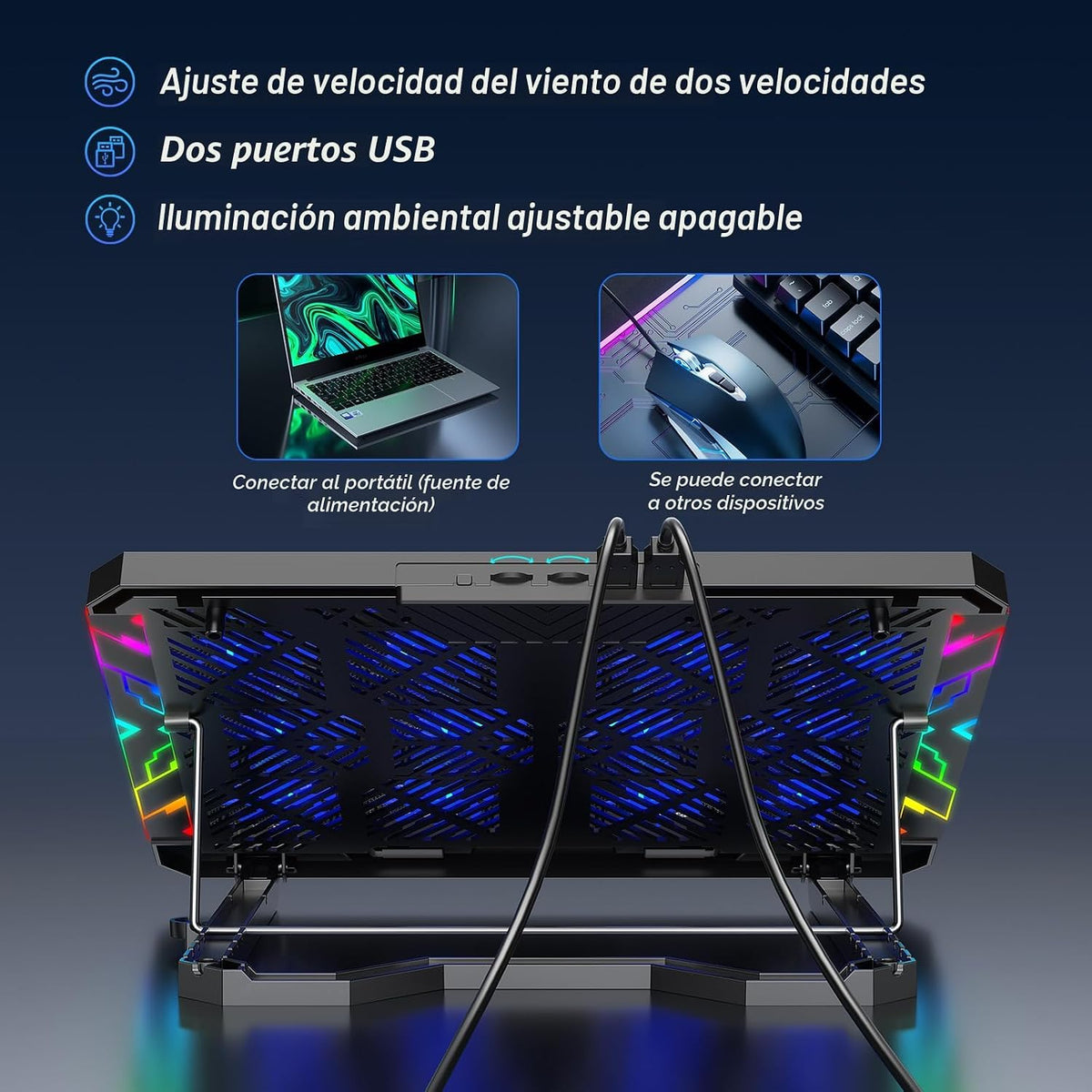 Trullypine Almohadilla de refrigeración para laptop con 12 ventilad...