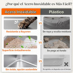 Lifewit Caja de arena para gatos de acero inoxidable para gatito, 17.7 ×