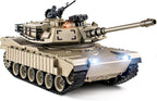 1/18 M1A2 Abrams - Tanque a control remoto de 2.4 G que dispara BBS con humo, sonido y luces, juguete modelo ejército de control remoto de 165 pies, vehículo militar todo terreno para mayores de 8 años