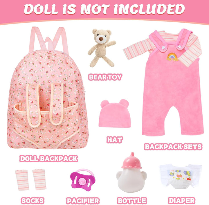 Ropa para Muñecas Bebé con Mochila Portadora para Muñeca de 35.5-45...