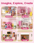 Casa de muñecas de madera para niñas y niños de 3 a 8 años, casa de