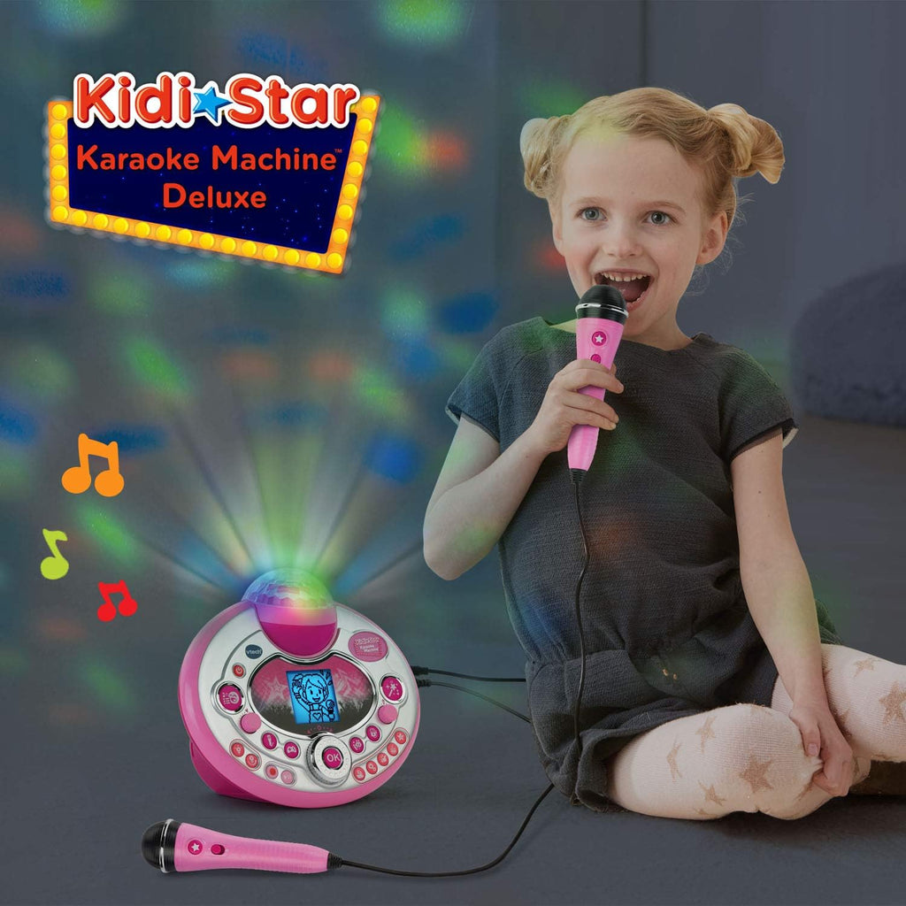 VTech Kidi Star - Máquina de karaoke de lujo, 2 micrófonos con adaptador de CA, color rosa