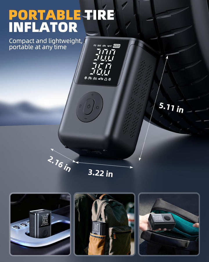 Inflador de neumáticos, compresor de aire portátil, bomba de aire i...