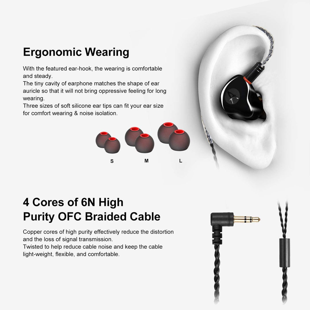 DCMEKA Auriculares de Monitor In-Ear, Auriculares Estéreo HiFi IEM,...