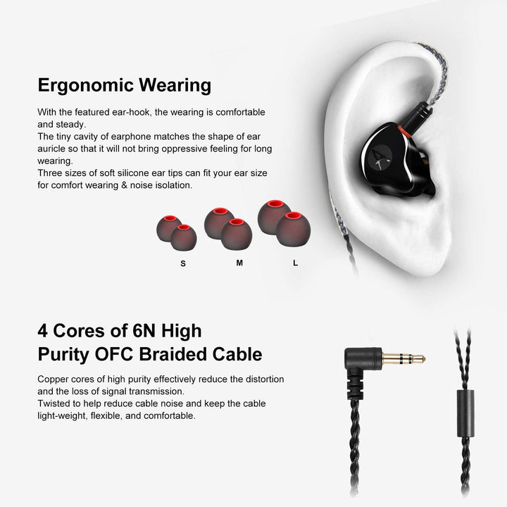 DCMEKA Auriculares de Monitor In-Ear, Auriculares Estéreo HiFi IEM,...