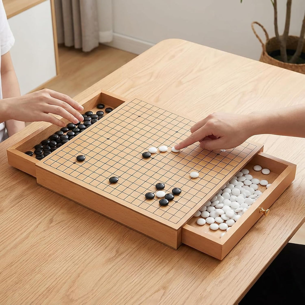Juego de madera Go con cajones, tablero Go de 11.8 pulgadas con 361 piedras