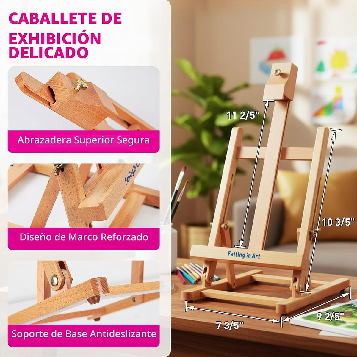 Juego de caballete de mesa para niños, kits de pintura de caballete de arte portátil