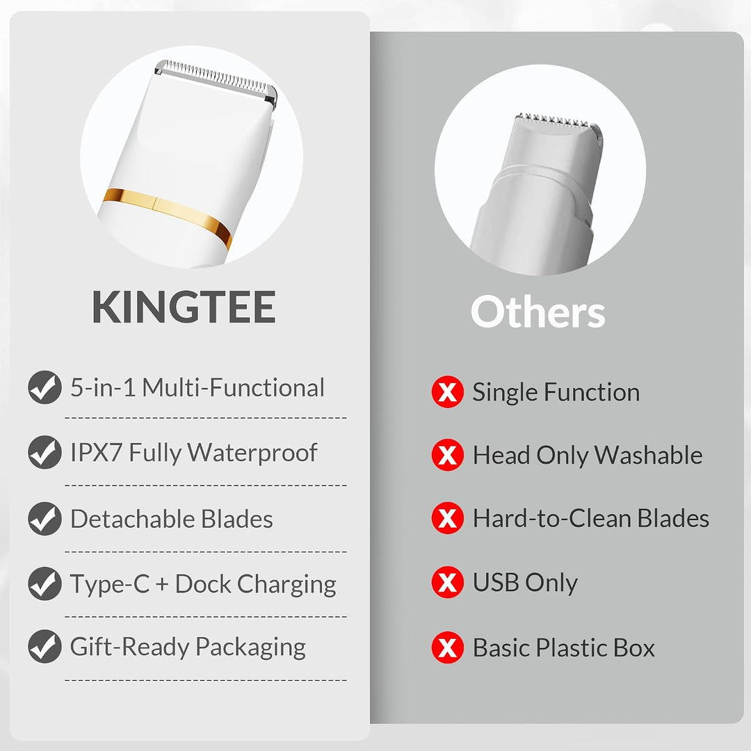 KINGTEE Recortadora de bikini eléctrica 5 en 1 para mujer, afeitado...