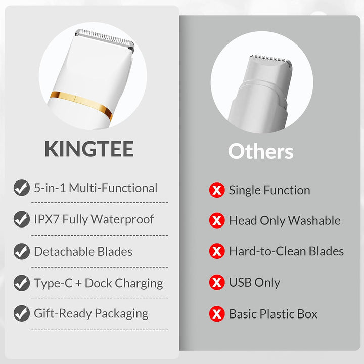 KINGTEE Recortadora de bikini eléctrica 5 en 1 para mujer, afeitado...