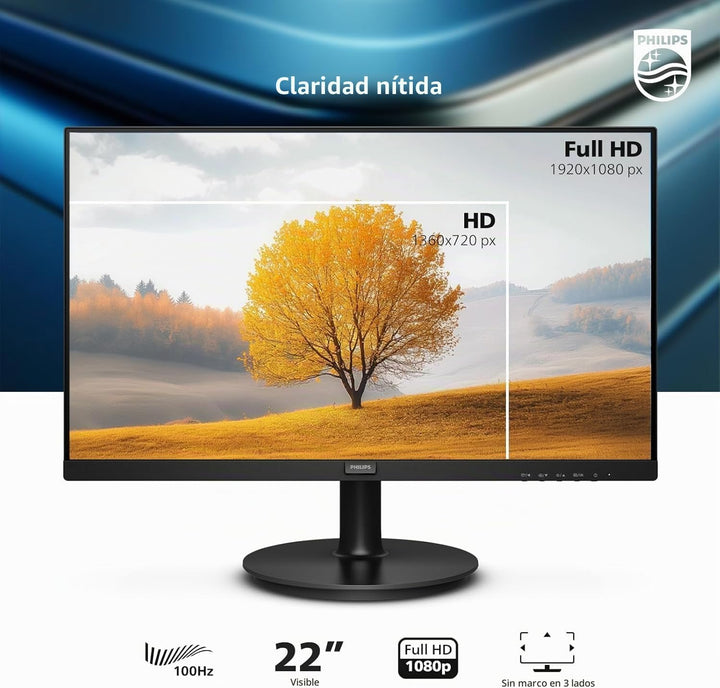 Philips 221V8LB Monitor Full HD delgado de clase de 22 pulgadas (19...