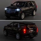 Modelo de automóvil a escala 1/32 compatible con Escalade SUV, vehículo de juguete fundido a presión, aleación de zinc con sonido y luz para adultos, niños y niñas, 3, 4, 5, 6, 7, 8, negro