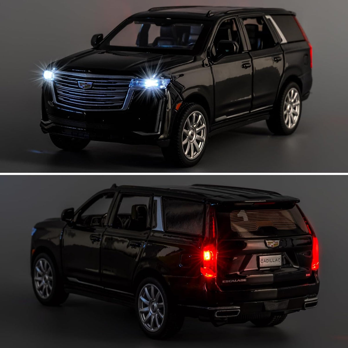 Modelo de automóvil a escala 1/32 compatible con Escalade SUV, vehículo de juguete fundido a presión, aleación de zinc con sonido y luz para adultos, niños y niñas, 3, 4, 5, 6, 7, 8, negro