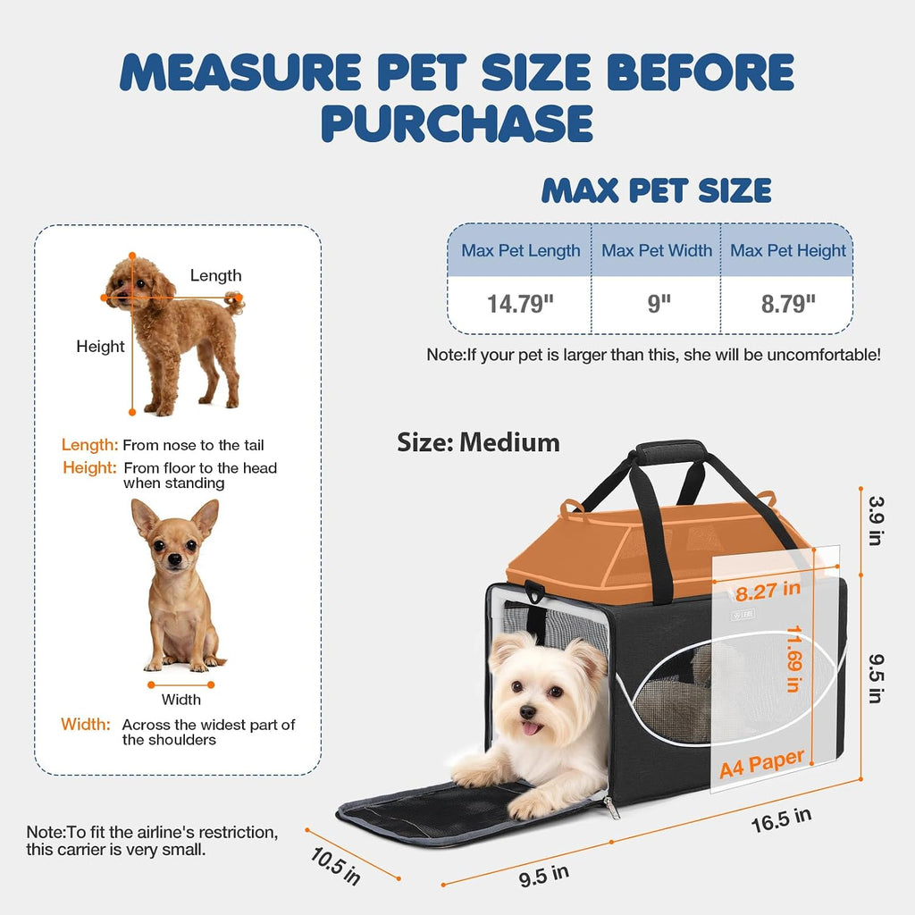 Lekereise Transportador de mascotas extensible superior de 17 x 11 x 9.5