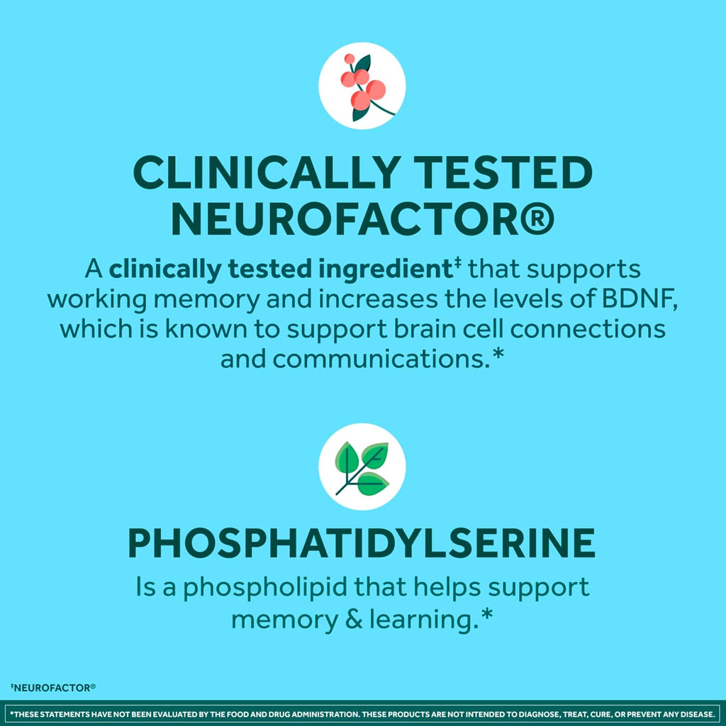 NEURIVA Plus Suplemento cerebral para la memoria y la concentración - 30
