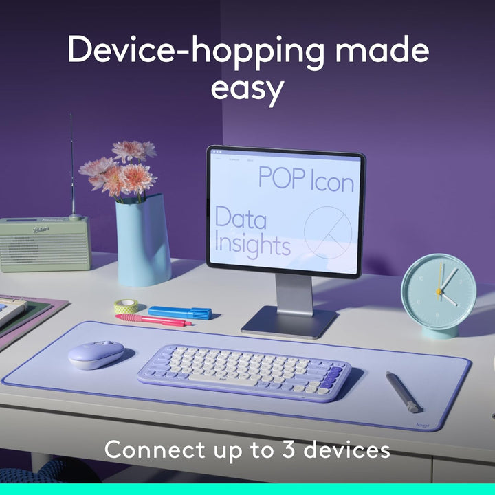 Logitech POP ICON Combo, combo de teclado y mouse Bluetooth, escrit...