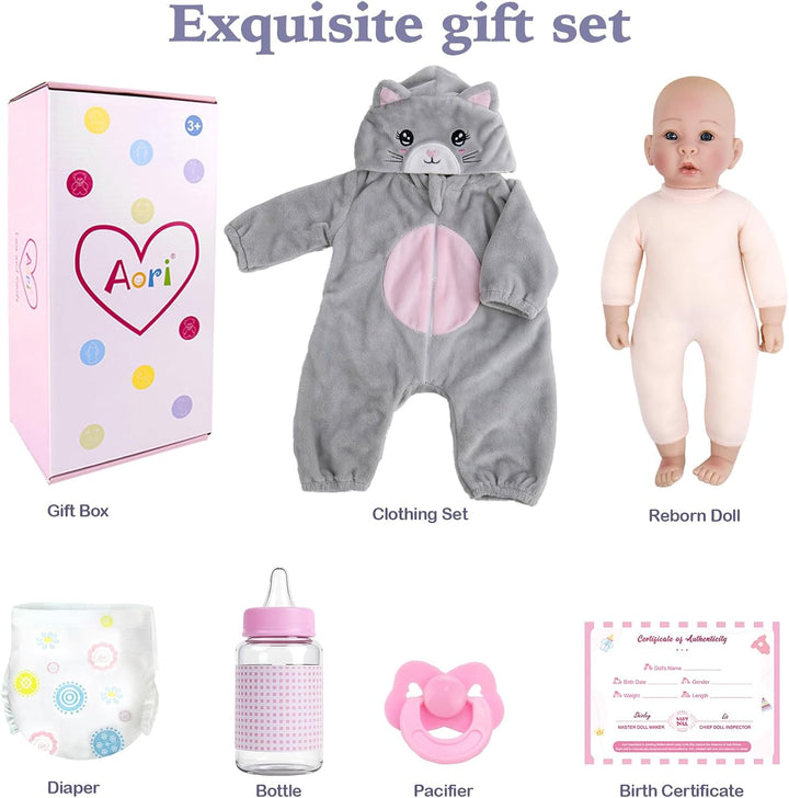 Aori - Muñecas de bebé realistas, niñas de 17 pulgadas con cuerpo l...