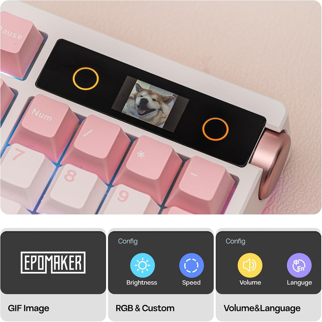 EPOMAKER TH108 PRO Full Size Mechanical Keyboard with Screen &amp;...