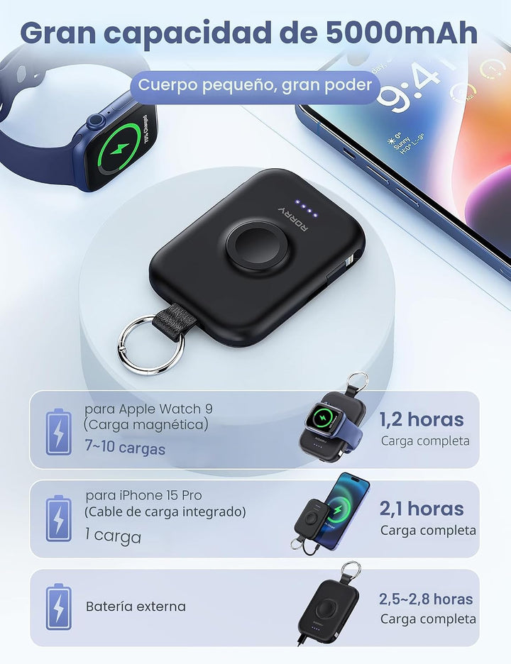 RORRY Cargador portátil 5000mAh 10000mAh Mini Power Bank Travel Ess...