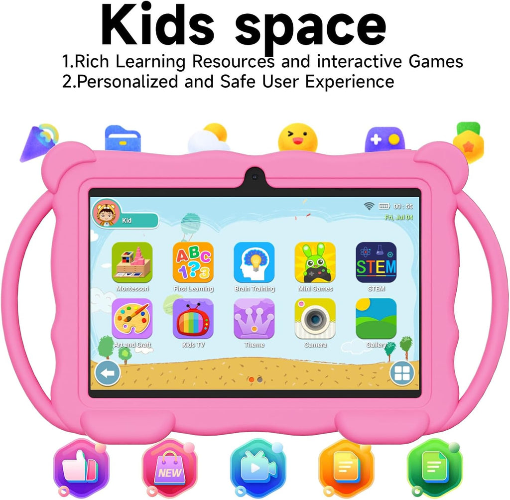 Vyrolinia Tablet para niños de 7 pulgadas, Android 14.0 para niños