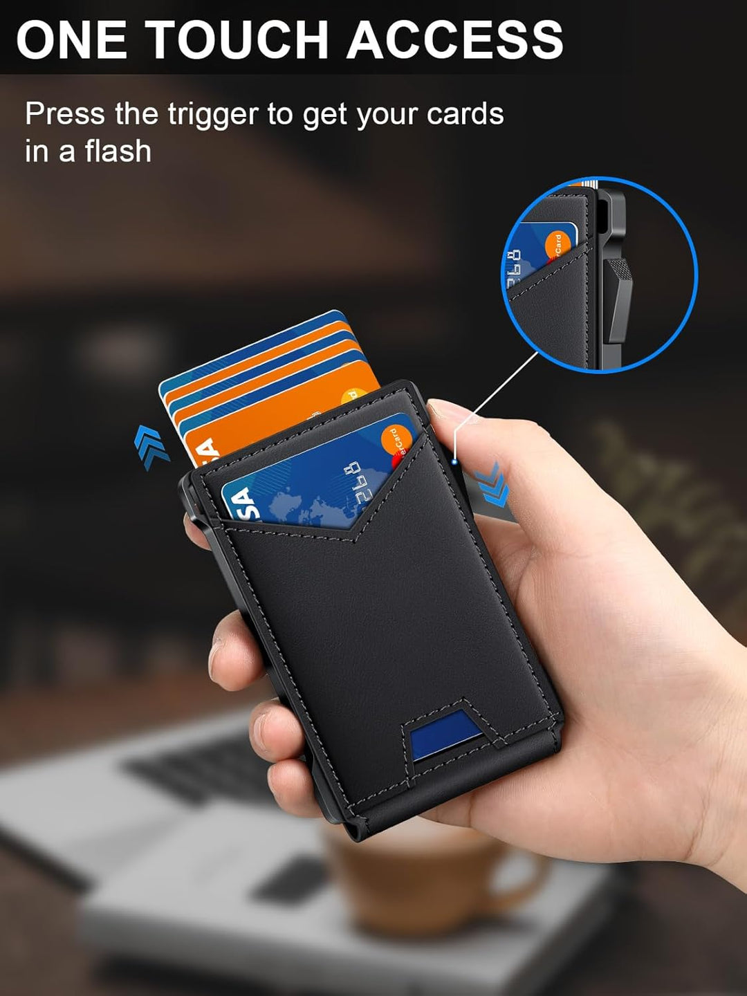 Cartera para hombre con RFID con 2 ventanas para identificación y c...