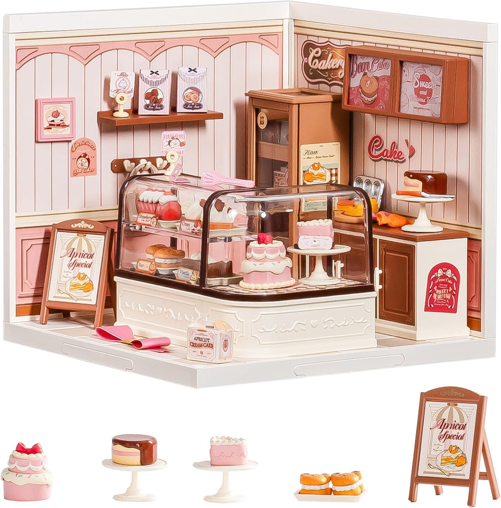 Lámpara Rolife Super Creator Kits Tasty Cake Shop, bloques de construcción de casa pequeña para muñequitas, kits de construcción de modelo de casa mini de plástico para adolescentes de 14 años en adelante