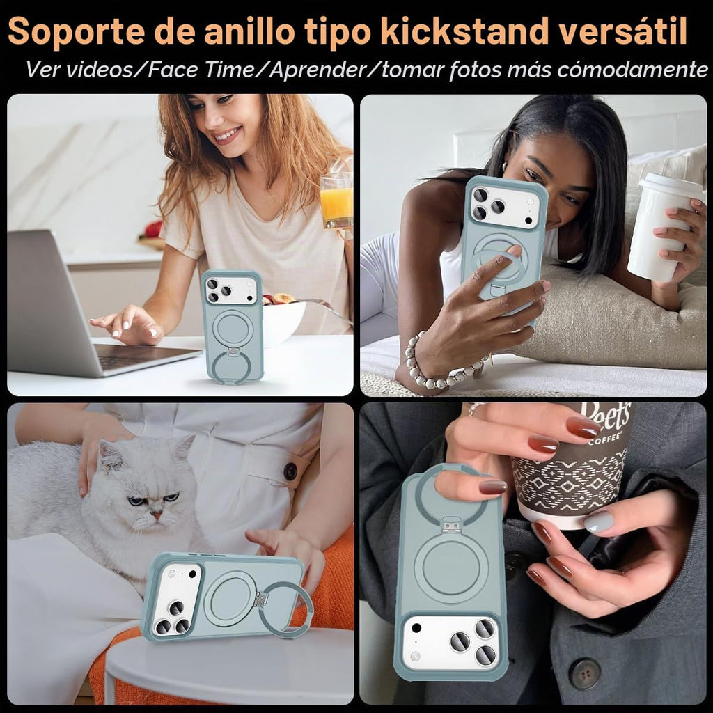Funda compatible con iPhone 17 Pro Max con Soporte, Verde AzulTurquesa