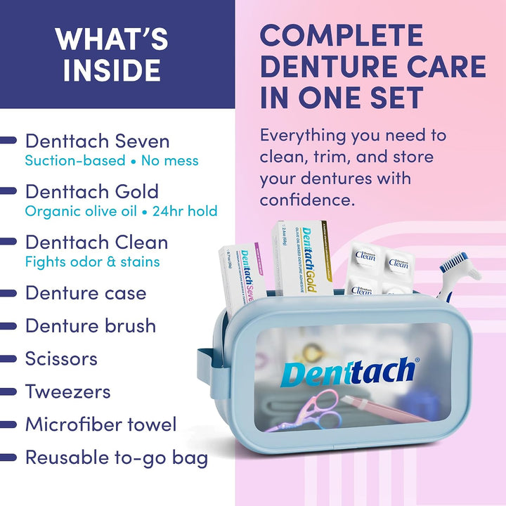 Kit de inicio para dentaduras, kit de 9 piezas incluye adhesivo ter...
