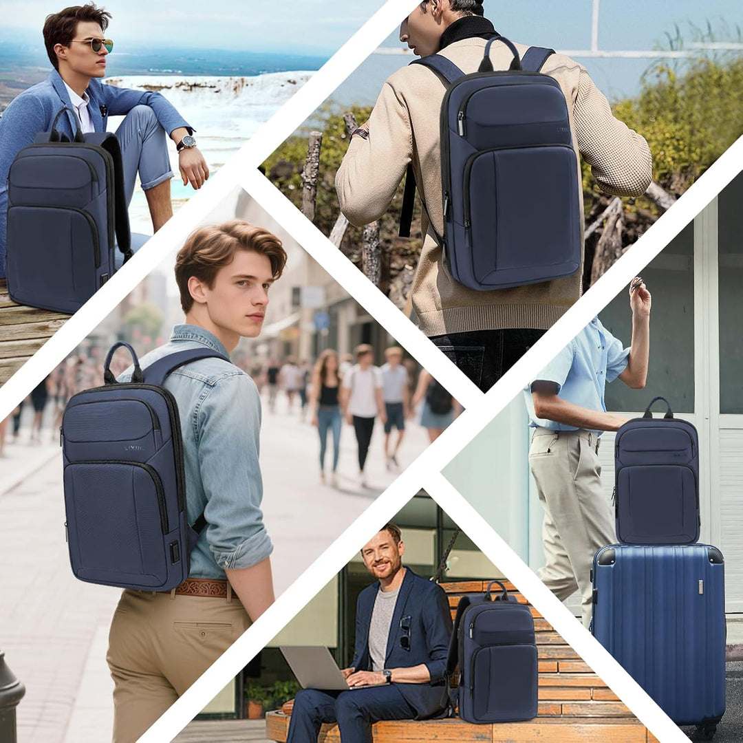 Lixiin Mochila para laptop para hombre, mochila de viaje expandible...