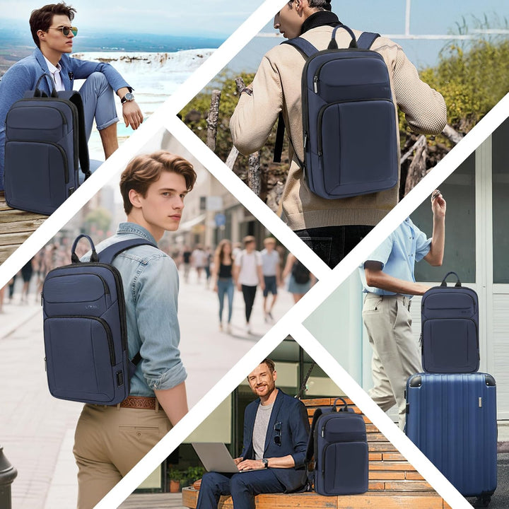 Lixiin Mochila para laptop para hombre, mochila de viaje expandible...