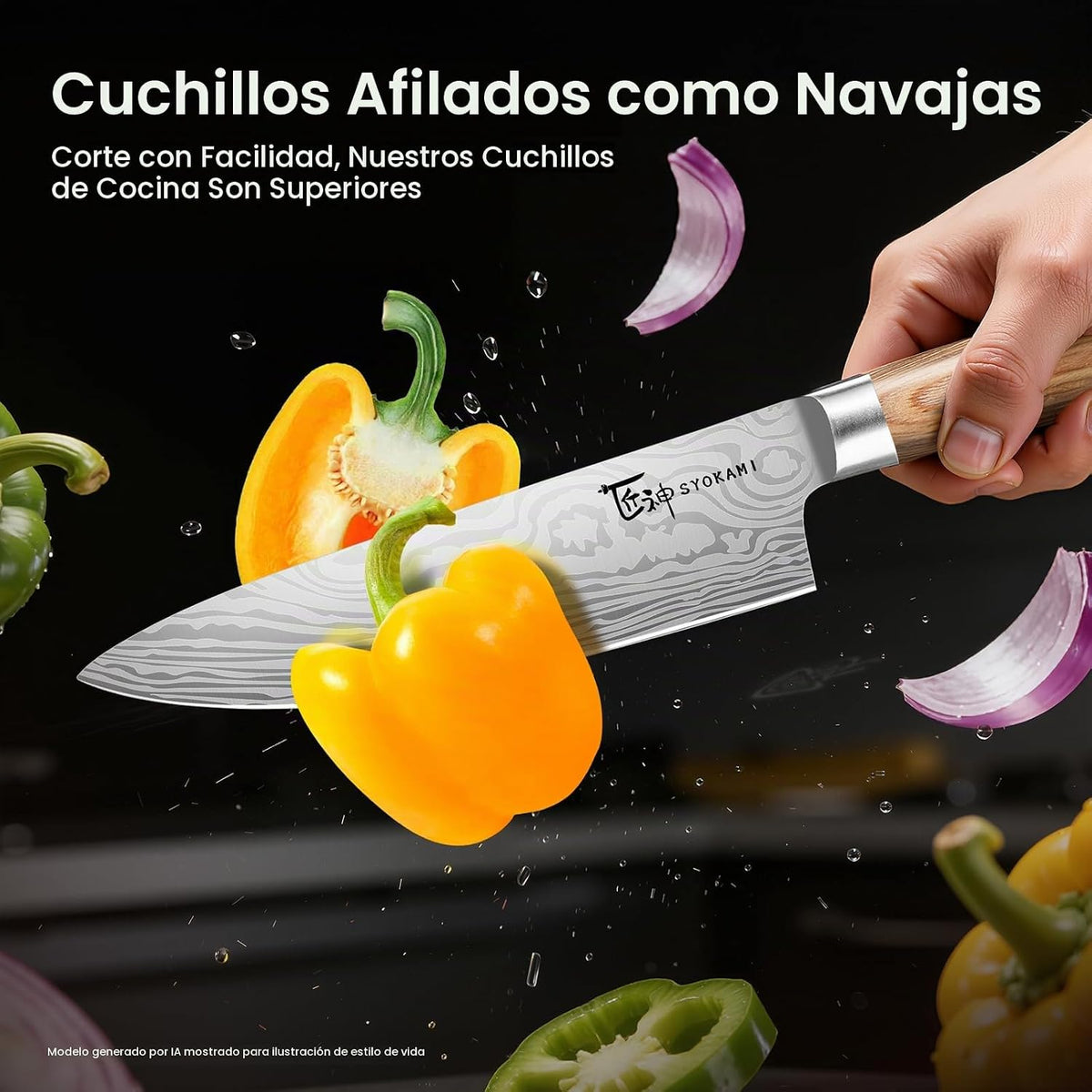 2026 - Juego de cuchillos de cocina japoneses con bloque estilo Torii