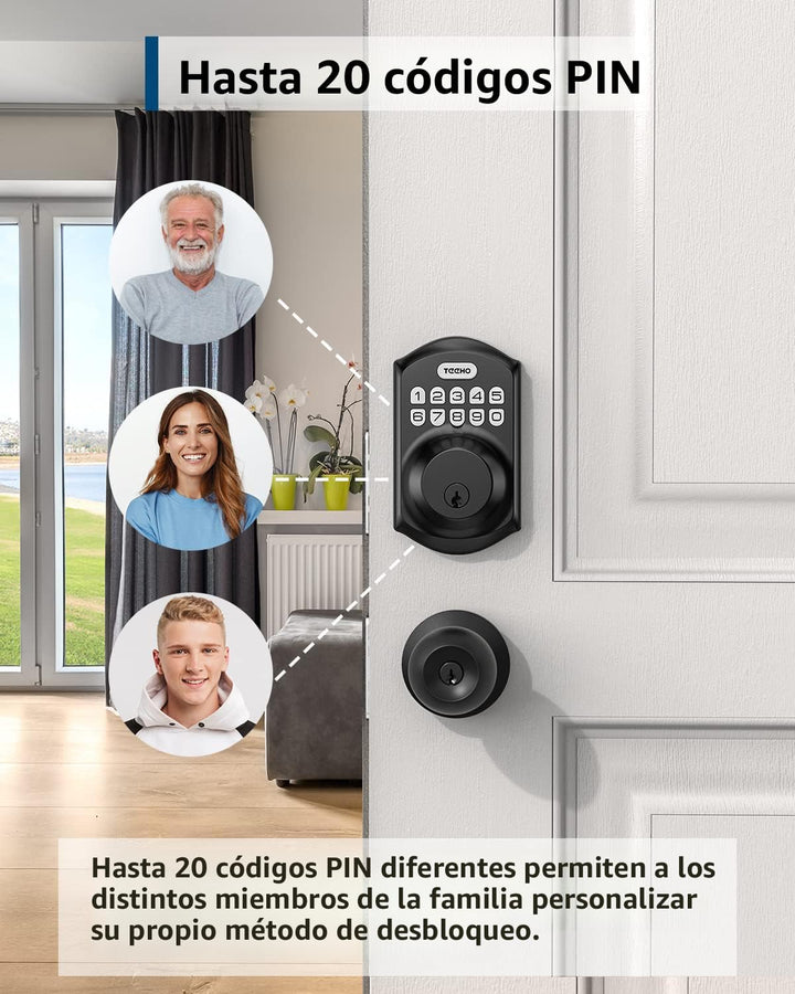 TEEHO TE001 Cerradura de puerta de entrada sin llave con teclado -...