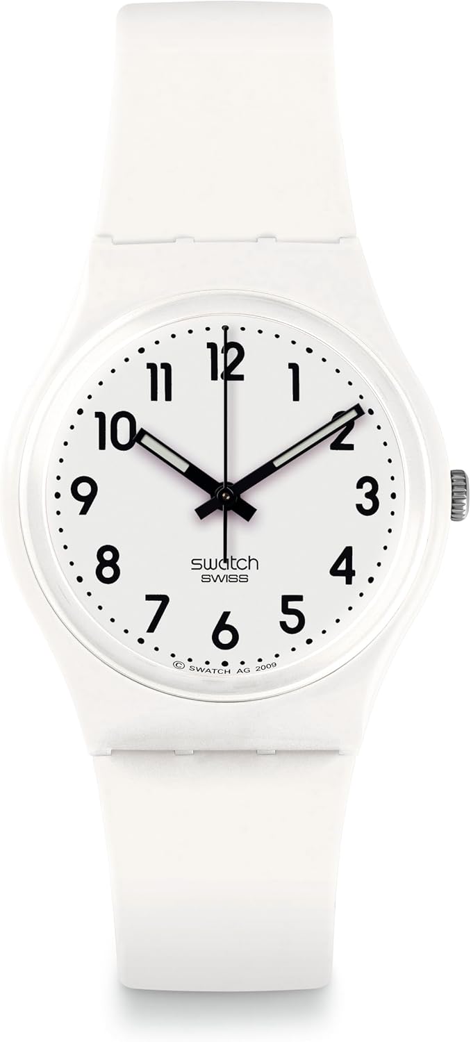Swatch Gent Biosourced Reloj Unisex Casual Polímero Blanco Cuarzo Impermeable Solo Blanco Suave