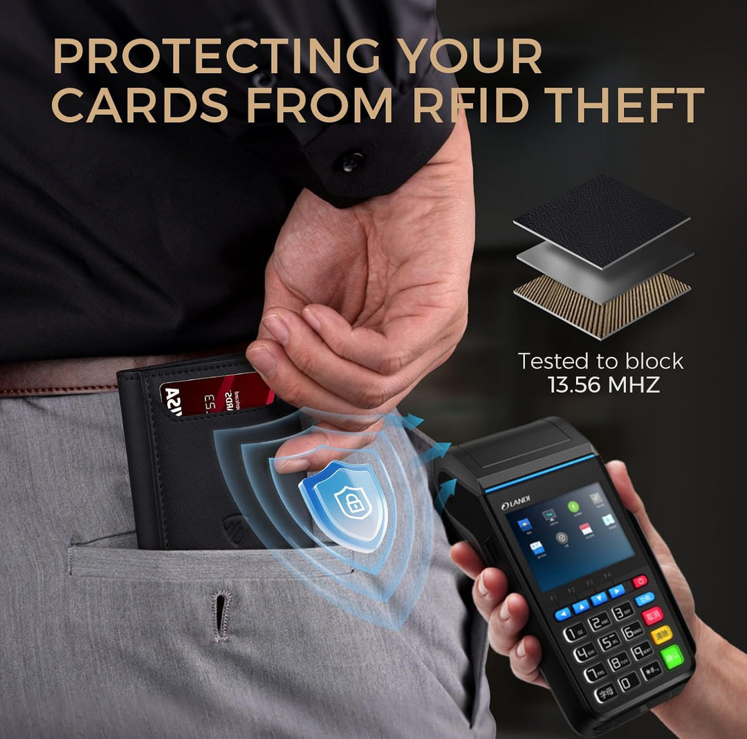RUNBOX Billetera para hombres de 9 a 13 tarjetas con bloqueo RFID,...