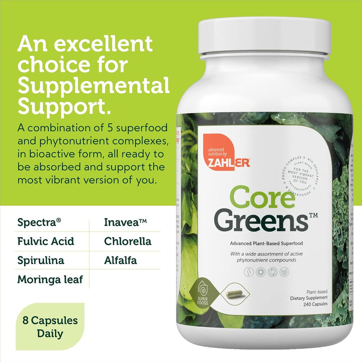 Zahler Core Greens, Cápsulas Superfood Greens, Super Greens con esp...
