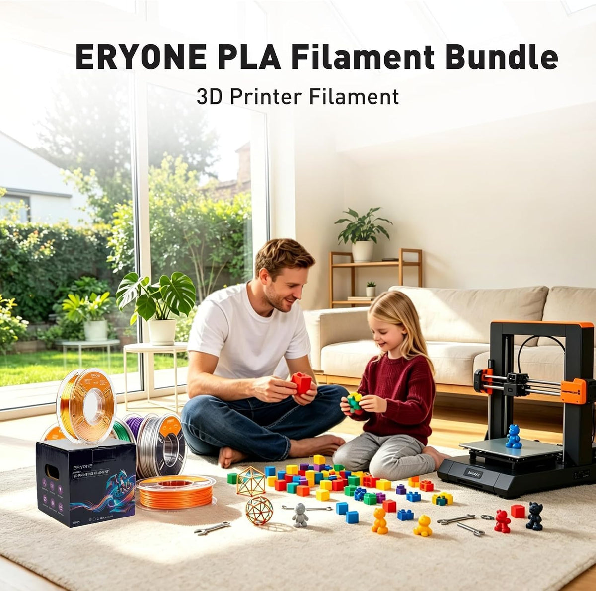 ERYONE Filamento PLA de seda para impresora 3D de 0.07 in +\/-0.001...