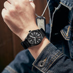 GOLDEN HOUR Reloj de hombre con correa de nailon antideslizante con esfera de hora militar de fácil lectura y manecillas luminosas