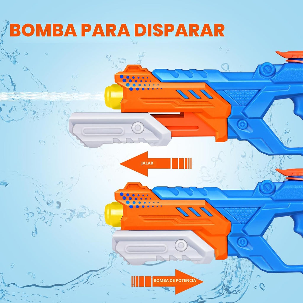 Quanquer Pistolas de agua de 600 cc para niños y adultos, paquete de 6 pistolas de chorro súper con largo alcance, acción de bomba de alta capacidad, natación de verano, playa, juegos de lucha acuática al aire libre, juguetes de piscina para niños y niñas