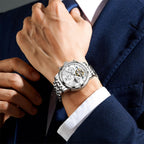 OLEVS Relojes Automáticos para Hombres Lujo Reloj Mecánico esqueleto Autoa Tono Cuerda continua Fecha a prueba de agua Luminoso Reloj para Hombres