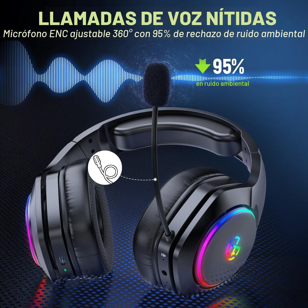 Tatybo Auriculares inalámbricos para juegos para PS5 PC, modo dual
