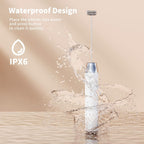 Maestri House LunaFro - Espumador de leche recargable con soporte, máquina de espuma eléctrica de mano, impermeable, desmontable, de acero inoxidable, mezclador de bebidas, espumador para lattes