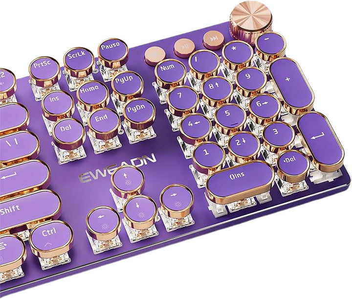 TISHLED Teclado Mecánico para Juegos Estilo Máquina de Escribir Ret...