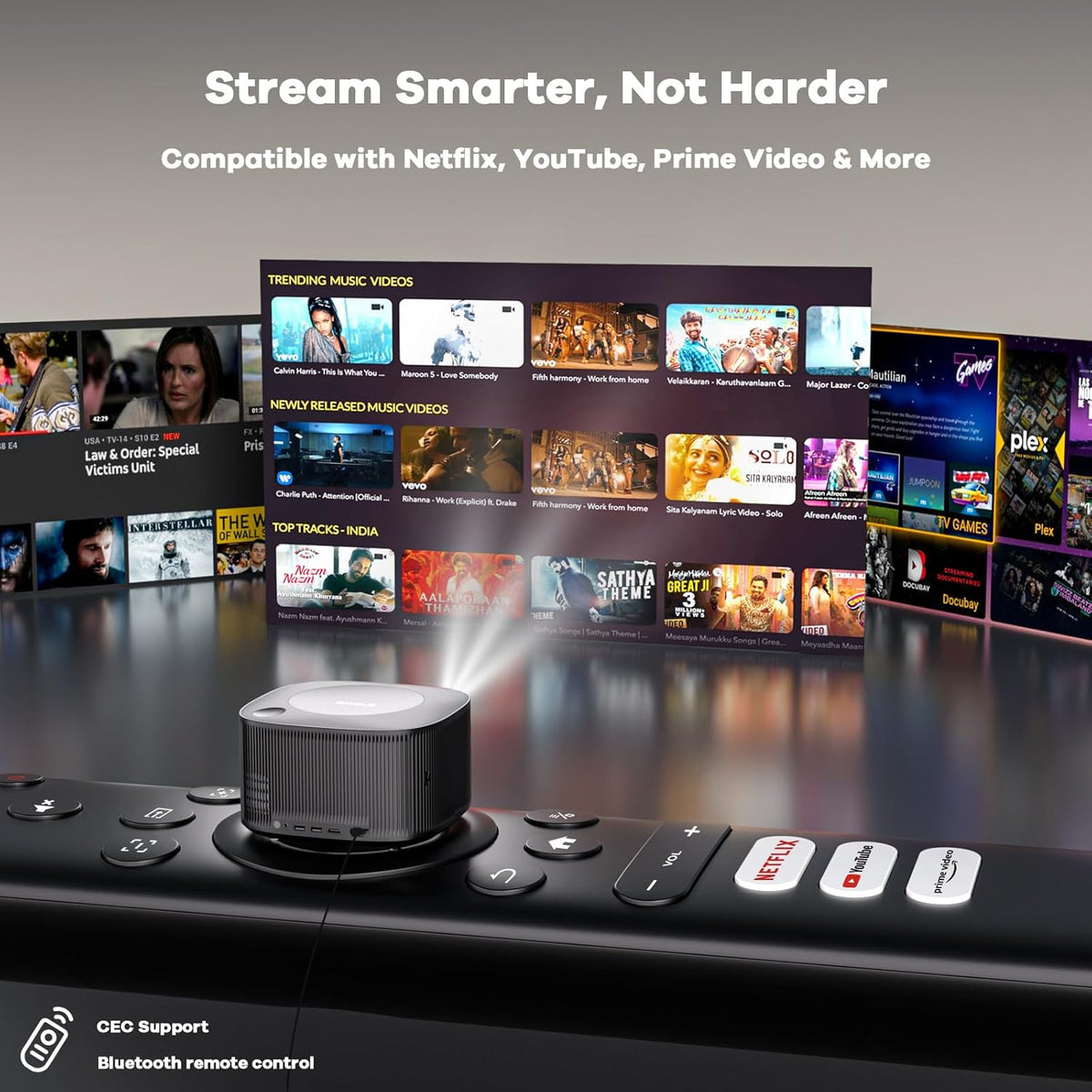ONOAYO - Proyector 4K para exteriores con audio Dolby de 60 W y apps oficiales