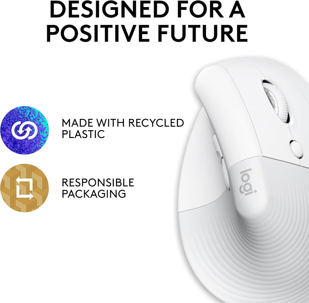 Logitech Mouse ergonómico vertical inalámbrico para Mac, Bluetooth,...