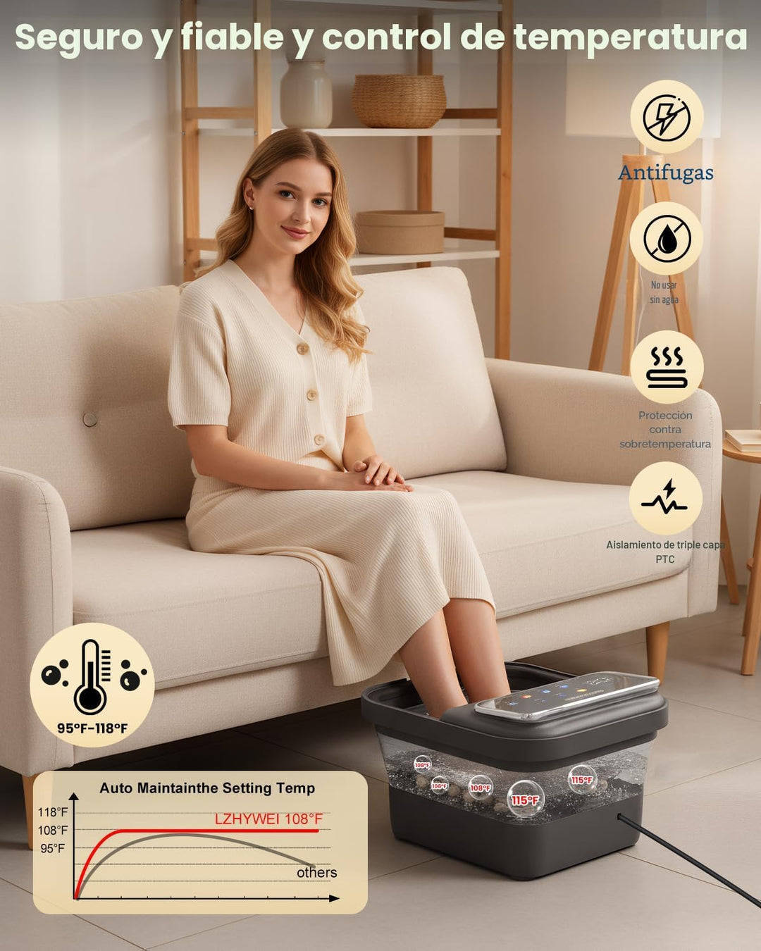 LZHYWEI Spa de pies plegable con calor, masajeador eléctrico de pie...
