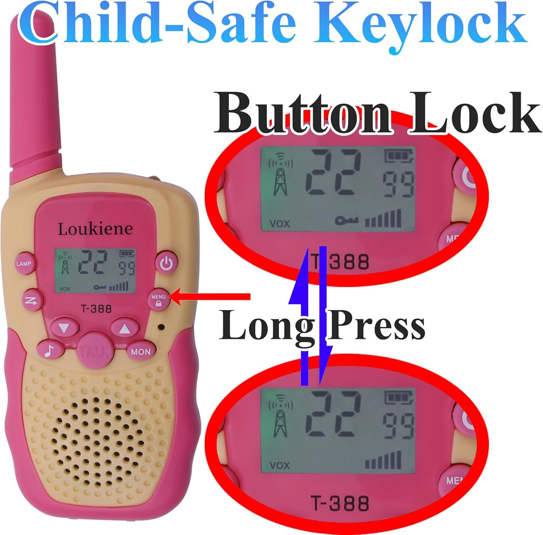 LOUKIENE Walkie Talkies para niños de 22 canales de radio de 2 vías...