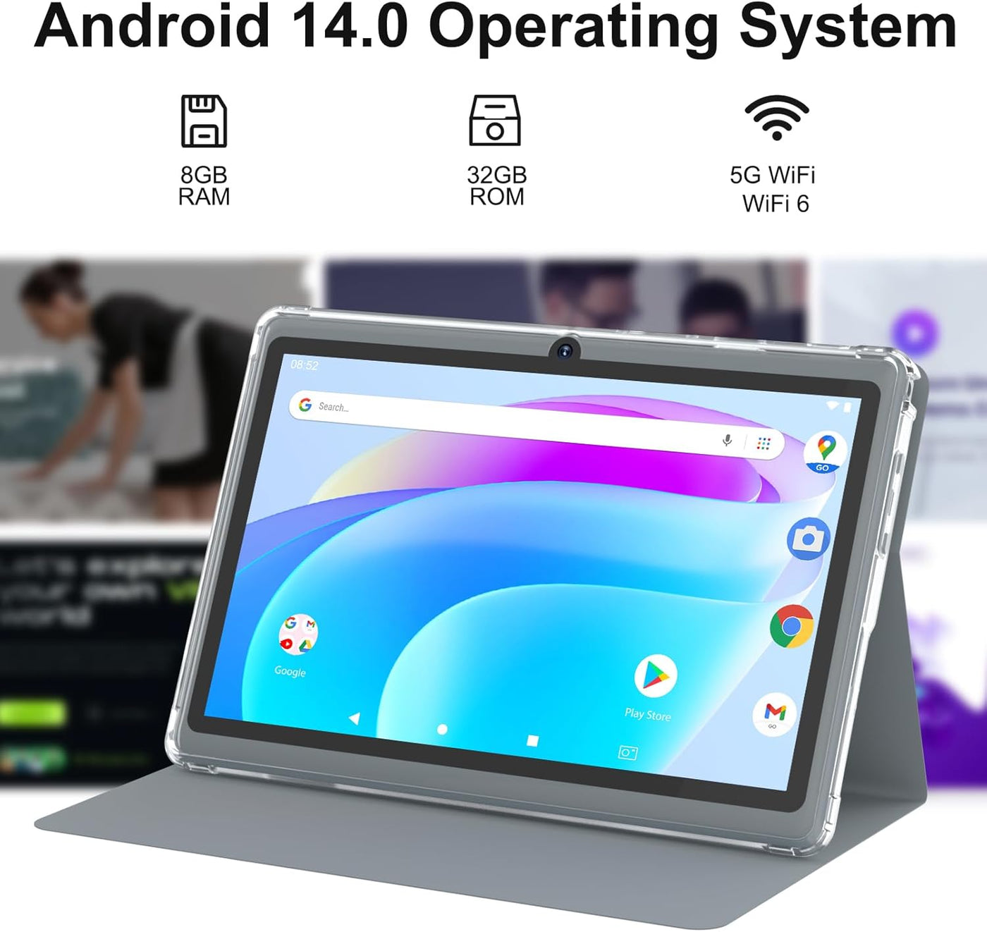 ZZB Tablet Android 14 de 7 pulgadas, 8 GB de RAM (4 GB expandibles)...
